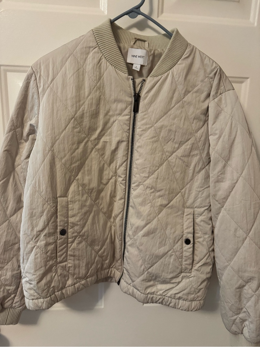 Nine West Quilted Bomber Jacket - Cream